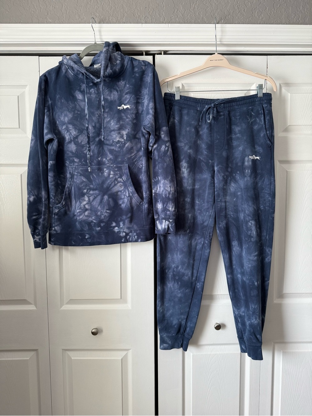 Bean Goods UNISEX Navy Tie-Dye Sweatsuit, Matching Set. S Hoodie, M Joggers